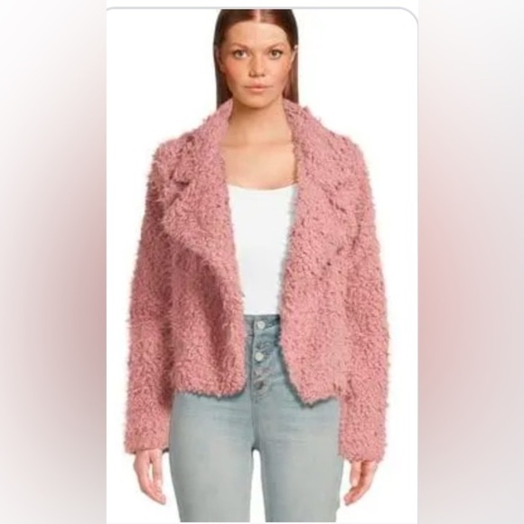 Belle Du Jour:Junior  Pink Fur Open Jacket- Size XL - Picture 3 of 3